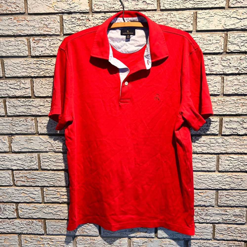 Brooks Brothers Mens Red Short Sleeve Cotton Polo Shirt Size M Golden Fleece